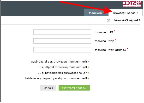 a screenshot of the Password Manager tab and Change Password screen